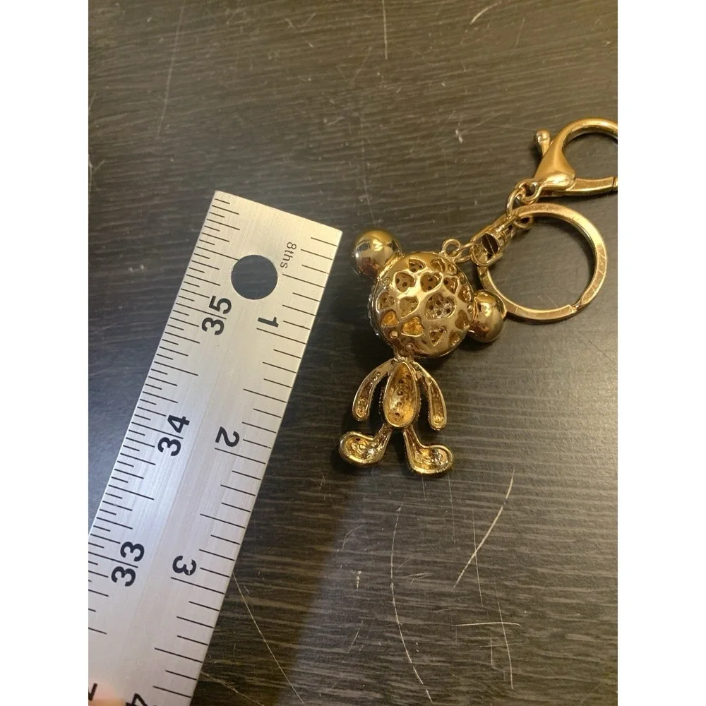 Bear Articulated Keychain Bejeweled Rhinestone Purse Jewelry Bling Clip Key Ring
